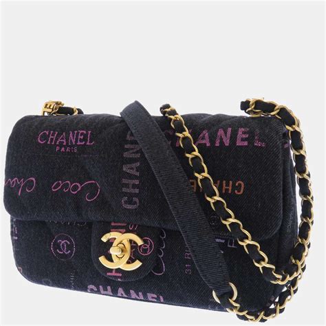 chanel mini flap bag denim|Chanel denim shoulder bag.